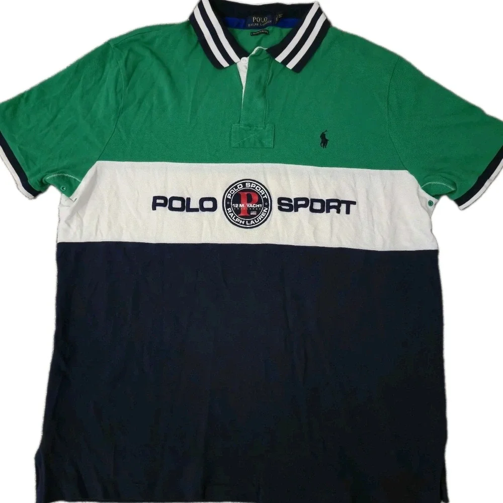 Polo Sport Ralph Lauren 12M Yacht Ocean Challenge Shirt Mens XL Logo Spell Out